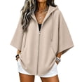 thumbnail image 1 of Perfectbot Women's Elbow-Length Sleeve Zip Up Hoodie Oversized Baggy Hooded Sweatshirt with Pockets, 1 of 8