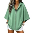 thumbnail image 1 of Perfectbot Women's Elbow-Length Sleeve Zip Up Hoodie Oversized Baggy Hooded Sweatshirt with Pockets, 1 of 8