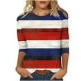 thumbnail image 1 of Perfectbot Women's Fashion Tops 3/4 Sleeve Striped T-Shirts Cute Crewneck Basic Tees Blouses, 1 of 5