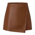 thumbnail image 1 of Perfectbot Women's Faux Leather Bodycon Mini Skorts Ruched Asymmetrical Wrap Zipper Slit Short Skirts, 1 of 8