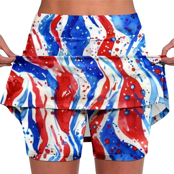 Perfectbot Women's Floral Athletic Skorts for Tennis & Running, Print Skirts with Built-in Shorts, S-5XL