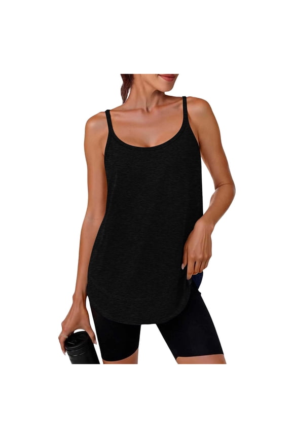 Women's Flowy Low Back Workout Tank Tops Sleeveless Adjustable Strap Shirts Breathable Athletic Tops