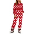 thumbnail image 1 of Perfectbot Women's Fuzzy Fleece Pajama Set - 2 Piece Soft Warm Long Sleeve Heart Print Loungewear, 1 of 5