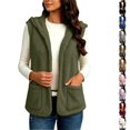 thumbnail image 1 of Perfectbot Women's Fuzzy Hooded Vest Open Front Sleeveless Jacket Fall Winter Layering Outerwear with Pockets, 1 of 7