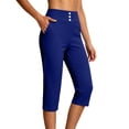 thumbnail image 1 of Perfectbot Women's High Waist Capri Pants with 3 Button Detail Stretchy Straight Leg with Pockets, 1 of 8