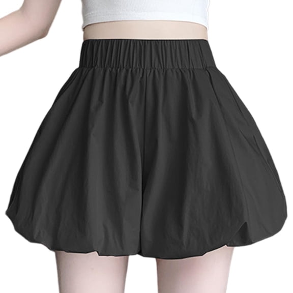 Perfectbot Women's High Waisted Bubble Shorts, Elastic Waist Casual Shorts with Pockets for Summer