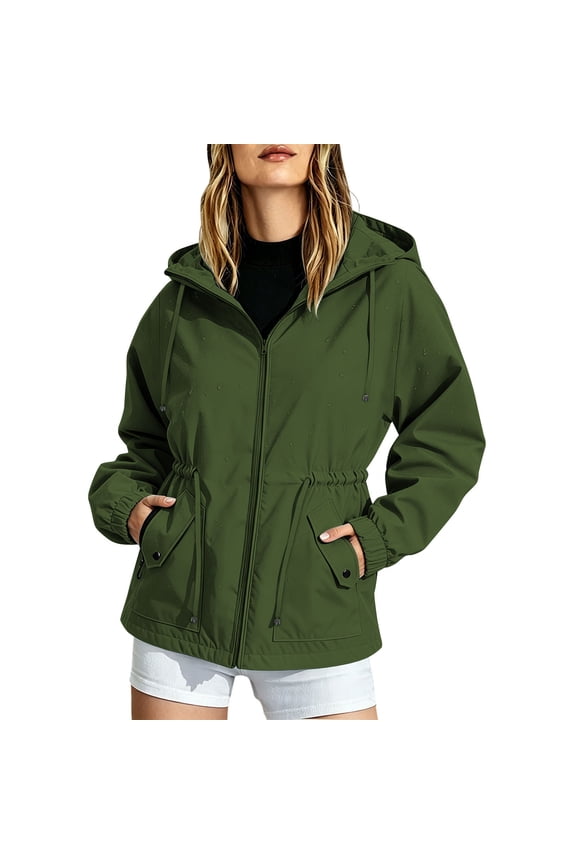 Women's Hiking Jacket Drawstring Waist Water-Repellent Windproof Outdoor Activities Jacket