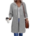 thumbnail image 1 of Perfectbot Women's Hooded Duster Cardigan Sweater, Cable Knit Open Front Long Duster with Drawstring & Pockets, 1 of 8