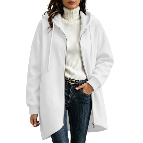 Perfectbot Women's Hooded Zip Up Jacket, Full Zip Fall Hoodie with Drawstring & Side Pockets