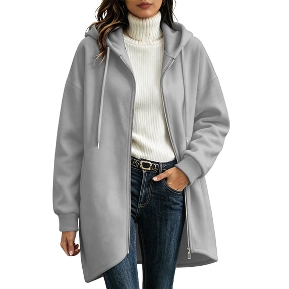 Perfectbot Women's Hooded Zip Up Jacket, Full Zip Fall Hoodie with Drawstring & Side Pockets
