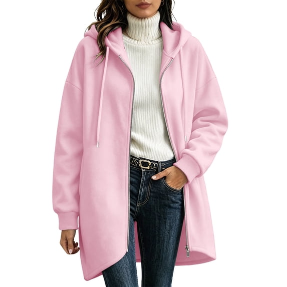 Perfectbot Women's Hooded Zip Up Jacket, Full Zip Fall Hoodie with Drawstring & Side Pockets