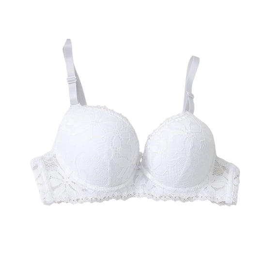 Perfectbot Women's Lace Push Up Bra Underwire Padded Balconette Plunge Bra for Everyday Wear