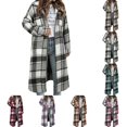 thumbnail image 1 of Perfectbot Women's Long Plaid Flannel Jacket, Two Way Zipper Lapel Collar with Pocket and Adjustable Cuffs, 1 of 7