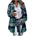 thumbnail image 1 of Perfectbot Women's Long Plaid Flannel Shacket Wool Blend Long Sleeve Casual Fall Jacket, 1 of 6