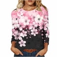 thumbnail image 1 of Perfectbot Women's Long Sleeve Crew Neck T-Shirt Floral Print Casual Comfortable Daily Top Tee, 1 of 7