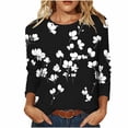 thumbnail image 1 of Perfectbot Women's Long Sleeve Crew Neck T-Shirt Floral Print Casual Comfortable Daily Top Tee, 1 of 7