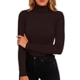 thumbnail image 1 of Perfectbot Women's Long Sleeve Tee Turtleneck Ribbed Knit Stretchable Top Fitted Basic Layering Shirt, 1 of 6