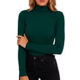 thumbnail image 1 of Perfectbot Women's Long Sleeve Tee Turtleneck Ribbed Knit Stretchable Top Fitted Basic Layering Shirt, 1 of 6