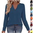 thumbnail image 1 of Perfectbot Women's Long Sleeve V-Neck Basic Tee, Relaxed Fit Soft Jersey T-Shirt with Flowy Hem, 1 of 6