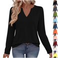 thumbnail image 1 of Perfectbot Women's Long Sleeve V-Neck Basic Tee, Relaxed Fit Soft Jersey T-Shirt with Flowy Hem, 1 of 6