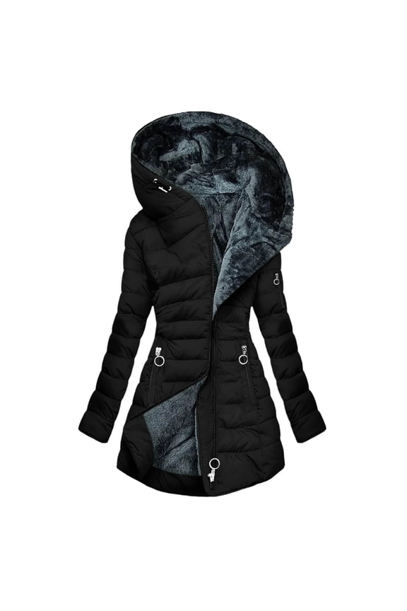 Women's Long Winter Coat with Hood, Waterproof Fleece Lined Parka Jacket for Cold Weather