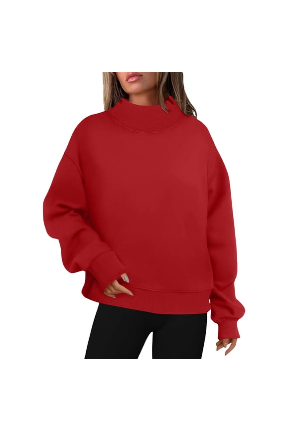 Women's Mock Neck Sweatshirt Oversized Long Sleeve Top Loose Fit Casual Fall Winter Tunic