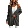 thumbnail image 1 of Perfectbot Women's Open Front Mid-Length Knit Cardigan Sweater, Loose Drop Shoulder for Casual Layering, 1 of 7