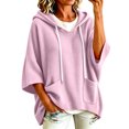 thumbnail image 1 of Perfectbot Women's Oversized Half Sleeve Hoodie Soft Waffle Knit V Neck Pullover Top with Pockets, 1 of 7