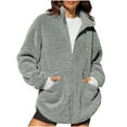 thumbnail image 1 of Perfectbot Women's Oversized Sherpa Jacket, Stand Collar Zip Up Fleece Baggy Coat with Pockets, 1 of 5