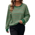 thumbnail image 1 of Perfectbot Women's Oversized Striped Crewneck Sweatshirt, Relaxed Fit Long Sleeve Pullover Fall Winter Top, 1 of 8
