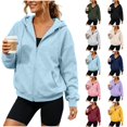 thumbnail image 1 of Perfectbot Women's Zip Up Hoodie Soft Relaxed Fit Long Sleeve Hooded Sweatshirt for Lounge & Outdoor Wear, 1 of 9