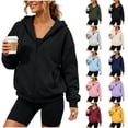 thumbnail image 1 of Perfectbot Women's Zip Up Hoodie Soft Relaxed Fit Long Sleeve Hooded Sweatshirt for Lounge & Outdoor Wear, 1 of 9