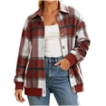 thumbnail image 1 of Perfectbot Women's Plaid Shacket, Button Down Shirt Jacket with Ribbed Hem, Relaxed Fit Fall Outerwear, 1 of 8
