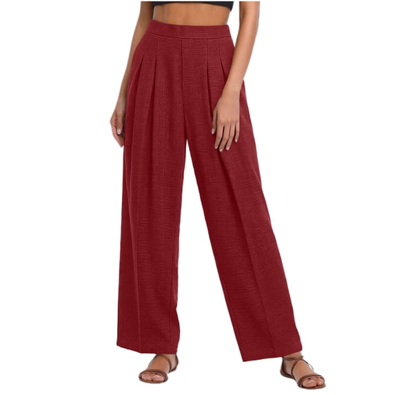Perfectbot Women's Pleated Wide Leg Pants - Casual Dressy Work High Waisted Trousers