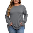 thumbnail image 1 of Perfectbot Women's Plus Size Long Sleeve T-Shirt Crewneck Raglan Loose Fit Thumbhole Soft Casual Tee L-4X, 1 of 4