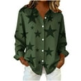 thumbnail image 1 of Perfectbot Women's Plus Size Stars Graphic Button Down Shirt - Long Sleeve Dressy Collared Business Casual Blouse, 1 of 6