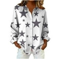 thumbnail image 1 of Perfectbot Women's Plus Size Stars Graphic Button Down Shirt - Long Sleeve Dressy Collared Business Casual Blouse, 1 of 6