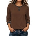 thumbnail image 1 of Perfectbot Women's Raglan 3/4 Sleeve Tee Contrast Trim Henley Neck Casual Fall Everyday T-Shirt, 1 of 8