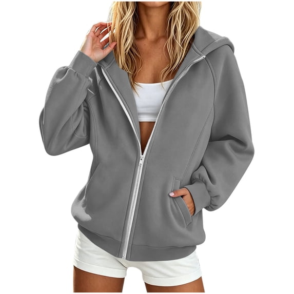 Perfectbot Women's Relaxed Fit Sweatshirt, Casual Collared Zip-Up Raglan Sleeves, Soft Fall Top