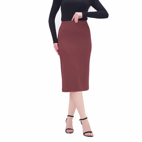 Perfectbot Women's Rhinestone Pencil Midi Skirt Classic High Waisted Business Work Below Knee Skirt