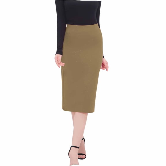 Perfectbot Women's Rhinestone Pencil Midi Skirt Classic High Waisted Business Work Below Knee Skirt
