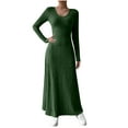 thumbnail image 1 of Perfectbot Women's Ribbed Sweater Maxi Dress, Long Sleeve Slim Waist Crewneck Boho Knit Dress, Spring Fashion, 1 of 8