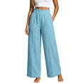 thumbnail image 1 of Perfectbot Women's Ruched Elastic Waist Pants with Pockets, High Waisted Wide Leg, Casual Wear, 1 of 6