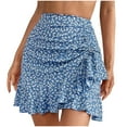 thumbnail image 1 of Perfectbot Women's Ruffle A-Line Mini Skirt - Floral Print Tiered Boho Flowy Summer Short Skirt, 1 of 4