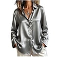 Perfect Button Down Perfectbot Women's Satin Button Down Shirt, Collared Long Sleeve Curved ...