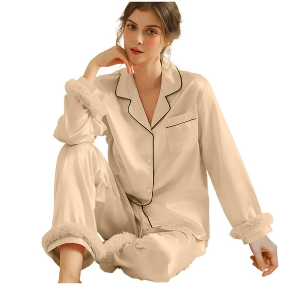 Perfectbot Women's Satin Lounge Set, Silky Classic Button Down Pajamas Set 2-Piece, Sleepwear Gift Idea