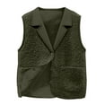 thumbnail image 1 of Perfectbot Women's Sherpa Fleece Vest Button Up Notch Lapel Faux Shearling Gilet Winter Outerwear, 1 of 4