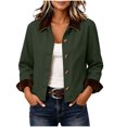 thumbnail image 1 of Perfectbot Women's Short Barn Jacket, Button Down Corduroy Collar Rolled Cuff Coat with Pockets, 1 of 8