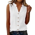thumbnail image 1 of Perfectbot Women's Sleeveless V-Neck Blouse, Button-Down Notched Collar Casual Tank Top Summer Lightweight Wear, 1 of 8