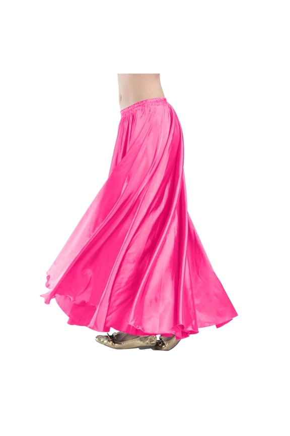 Women's Trendy Satin Maxi Skirt - Full Circle Swing Belly Dance Costume Skirt